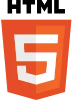 HTML5 logo, a red badge with a white 5 in the middle